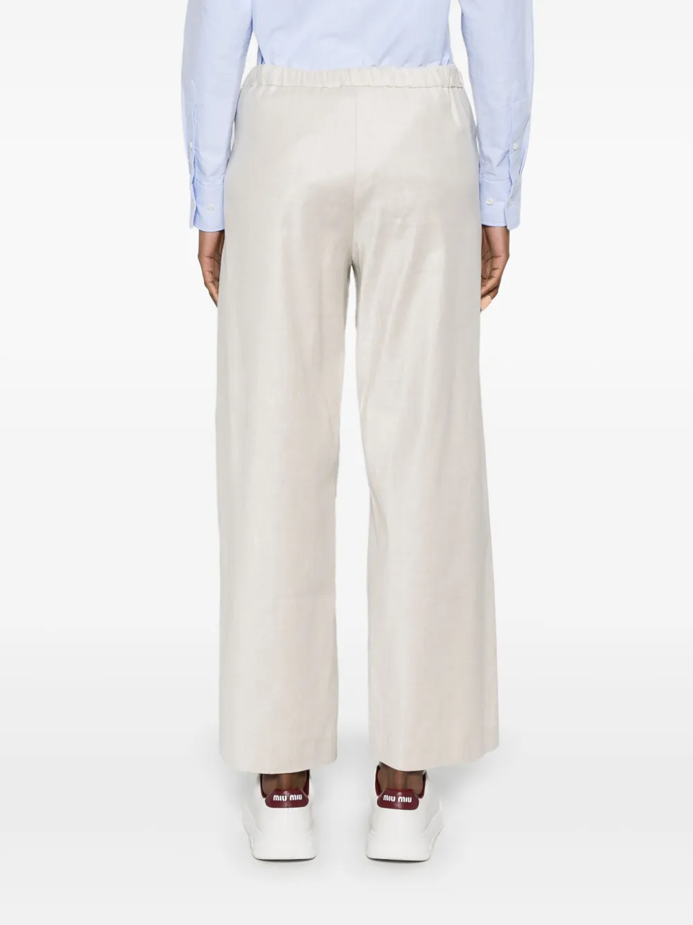 's Max Mara Straight Leg Trousers Elasticated Waistband In Neutrals
