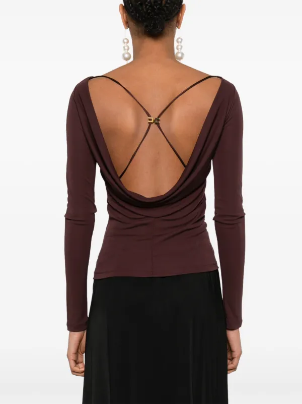 Elisabetta Franchi Draped Top | Brown | FARFETCH