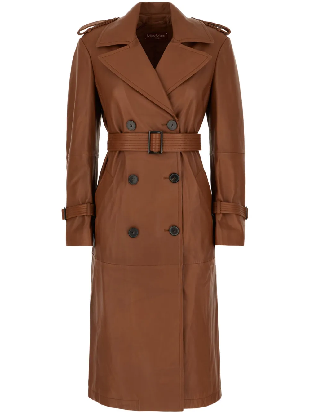 Max Mara Leren trenchcoat Bruin