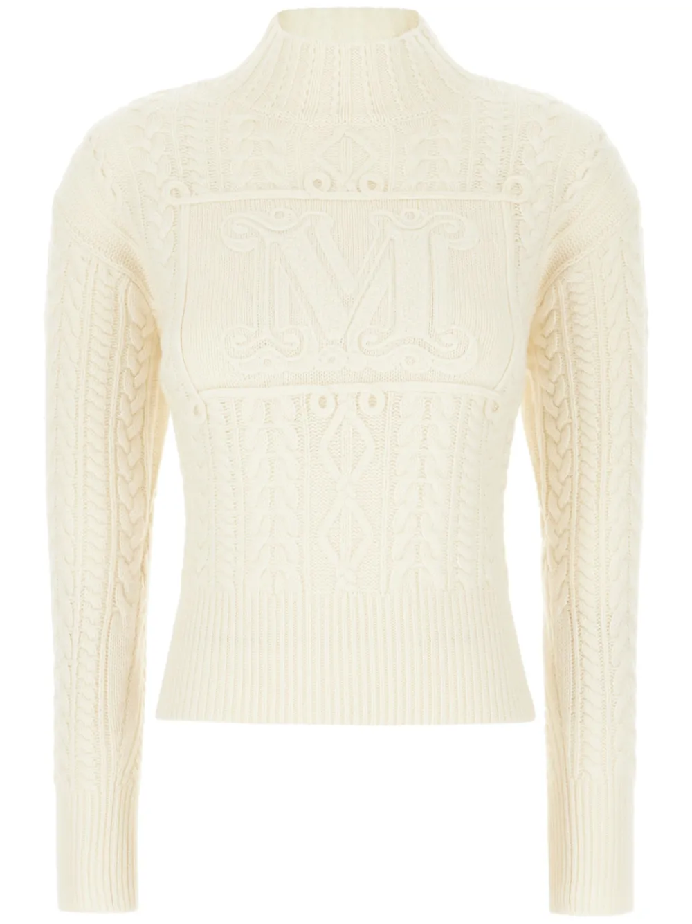 Max Mara Kabelgebreide trui met monogram Wit
