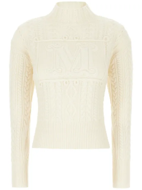 Max Mara monogram-detail cable-knit sweater