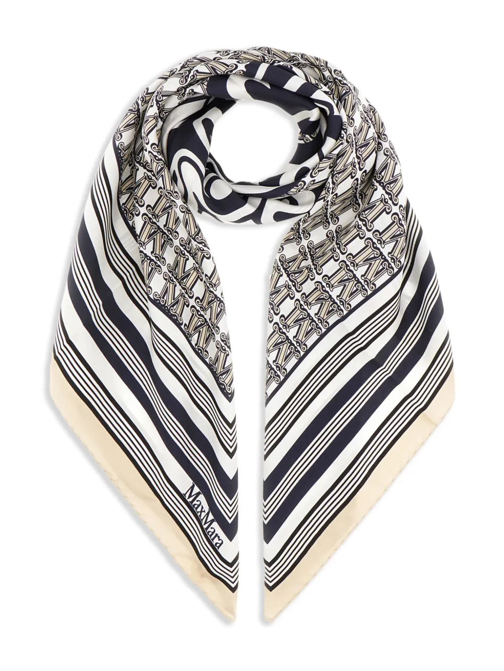 Max Mara Zijden foulard met print Blauw