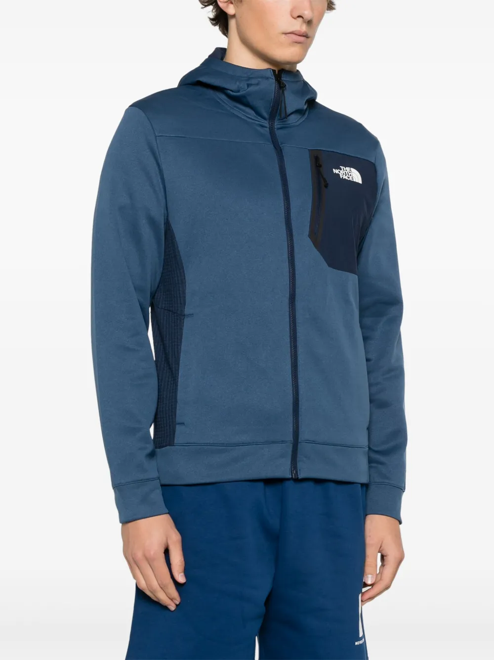The North Face Full Zip Fleece With Hood And Pockets In 蓝色