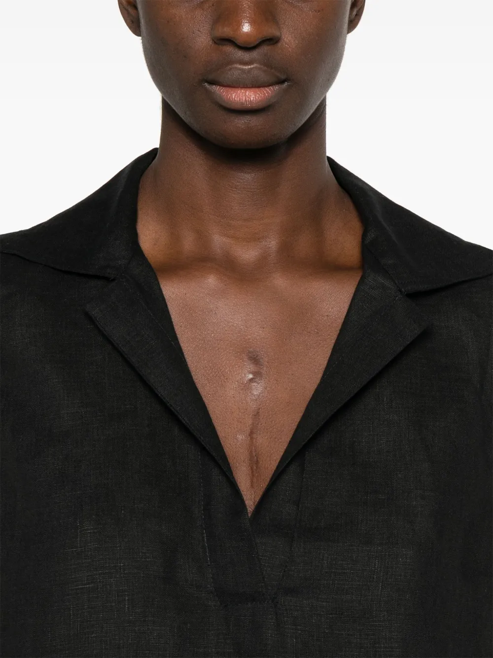 Shop Seventy Sleeveless Linen Top In Black