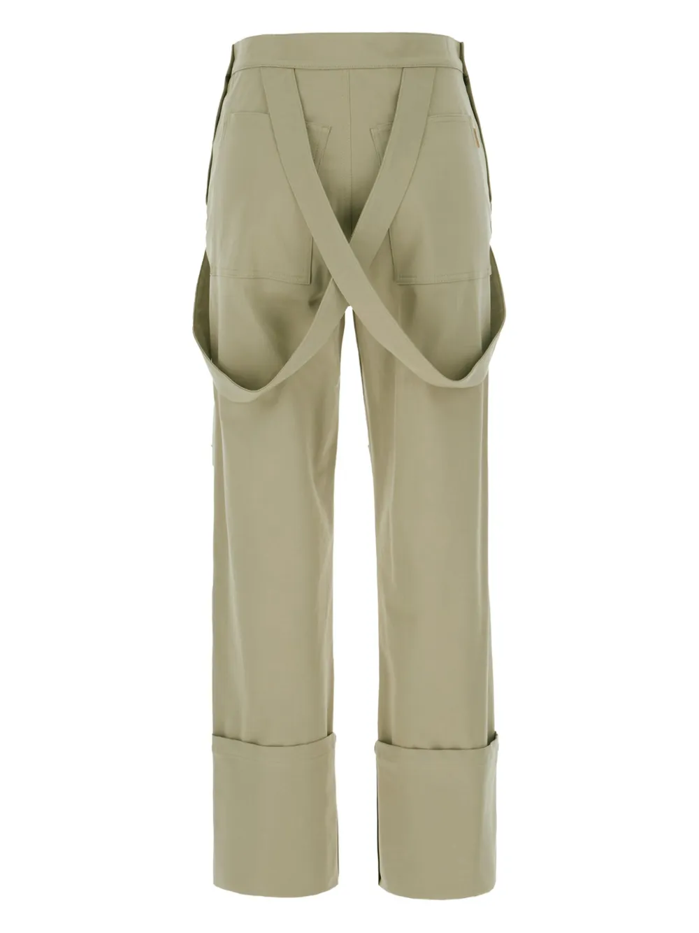 Max Mara Stretch Cotton Pants With Button Detailing And Cuffed Hem In 绿色