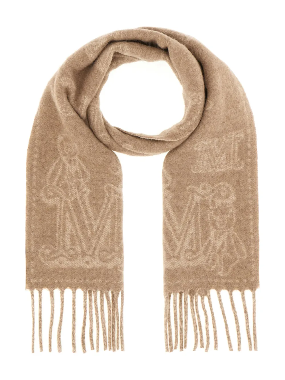 Max Mara Cashmere Scarf With Embroidered Monogram Detail In Pink