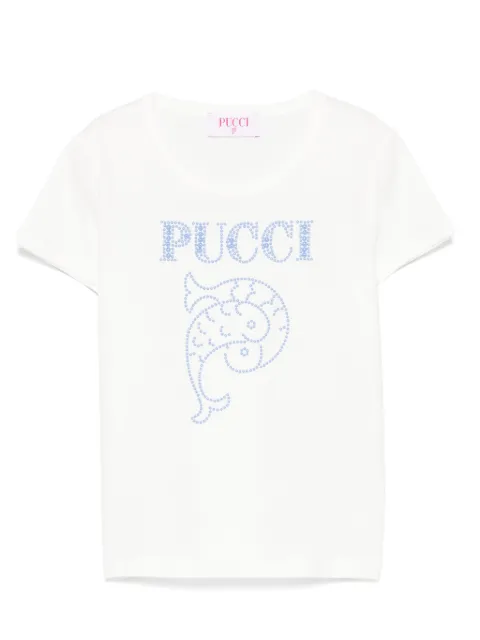 PUCCI Junior bead-embellished logo T-shirt 