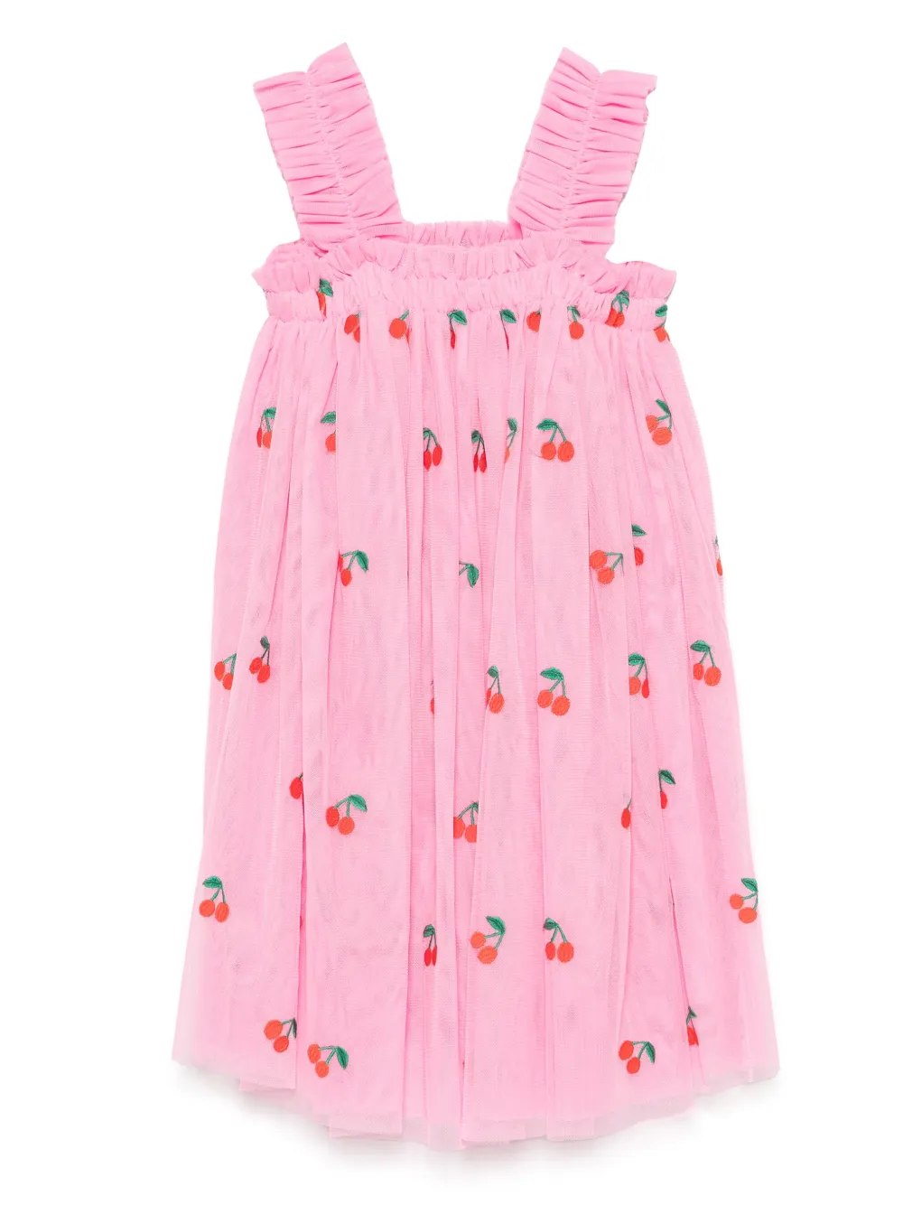 Shop Stella Mccartney Cherry-embroidered Dress In Pink