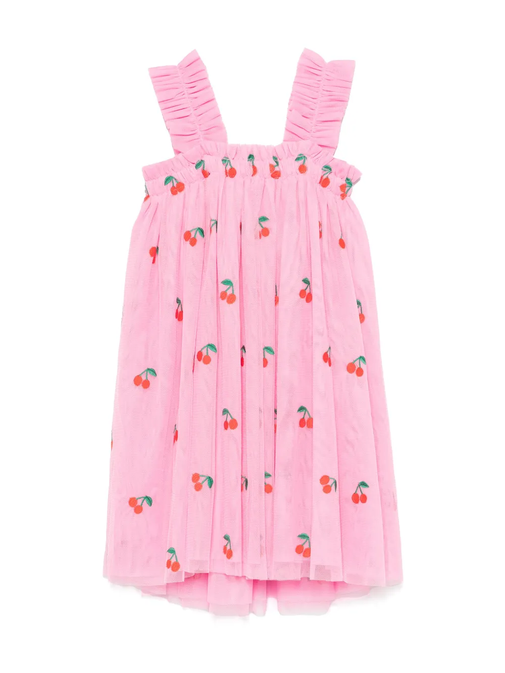Shop Stella Mccartney Cherry-embroidered Dress In Pink