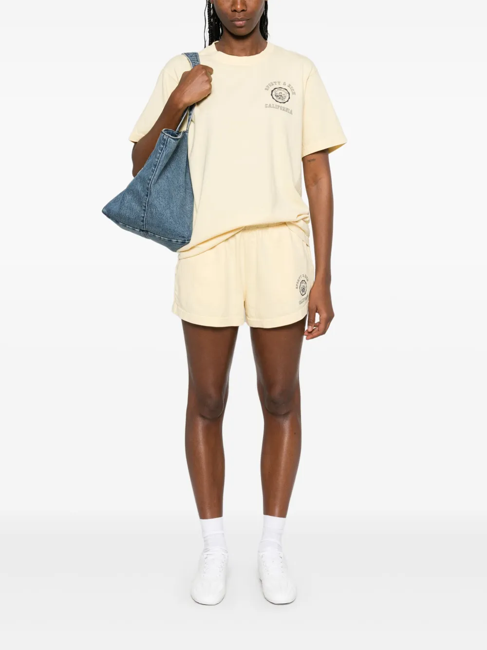 Sporty & Rich Shorts met logoprint Geel