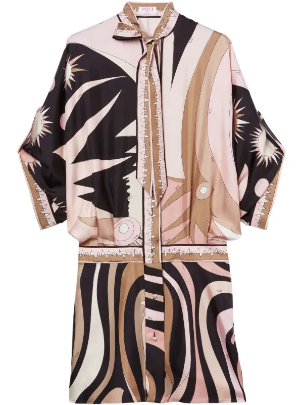 PUCCI Marmo ミニドレス 幾何学模様 ワンピース ブラックマルチカラー PUCCI マルモ ドレス | ブラック | FARFETCH JP