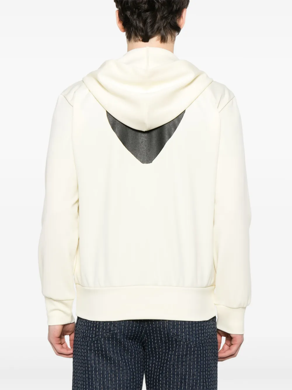 Shop Comme Des Garçons Play Large Heart-print Zip-up Hoodie In Neutrals