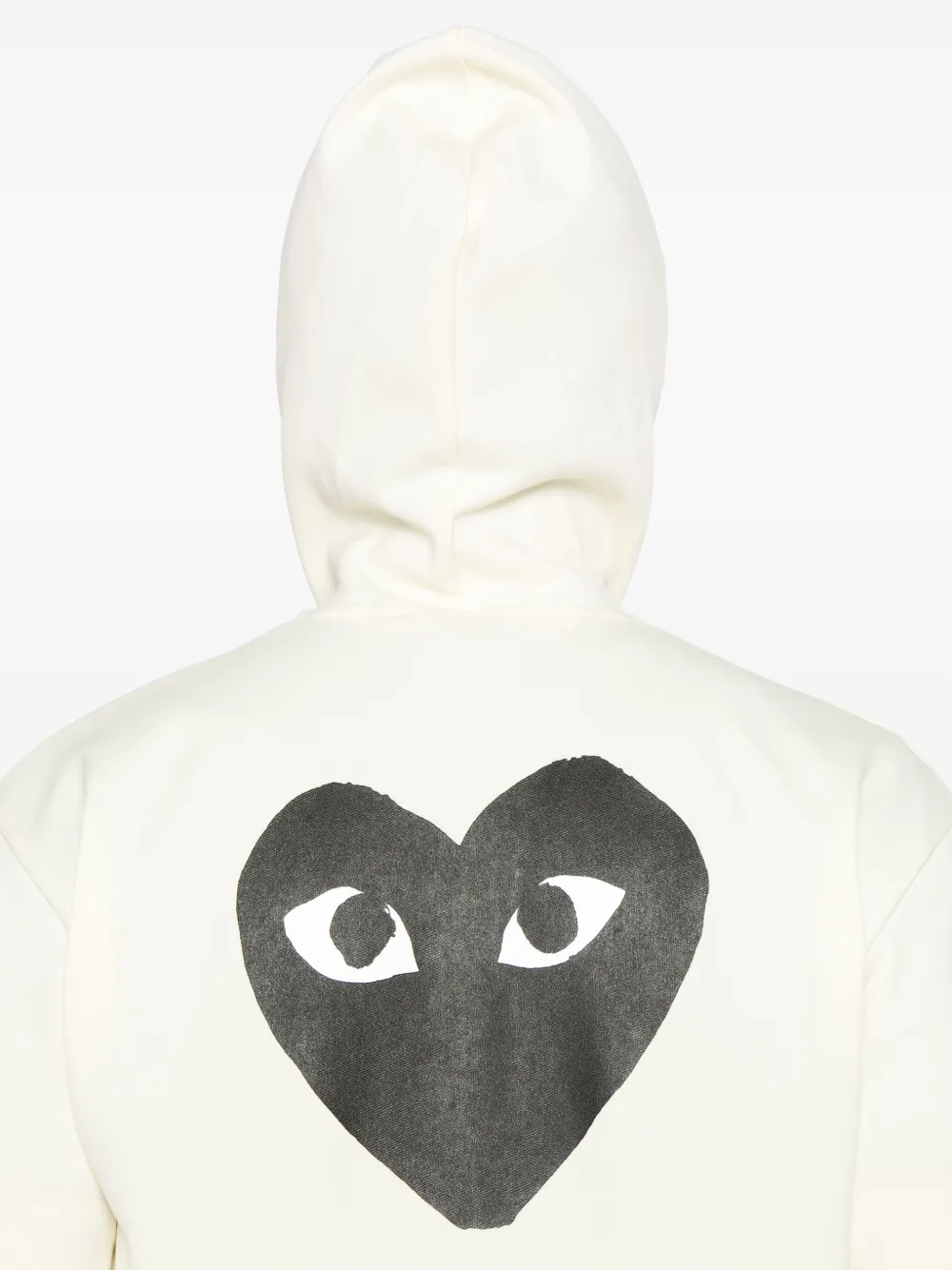 Shop Comme Des Garçons Play Large Heart-print Zip-up Hoodie In Neutrals