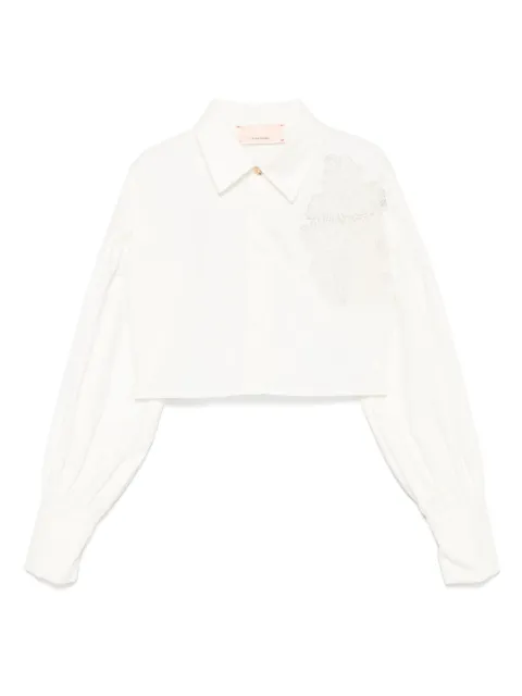 Elisabetta Franchi La Mia Bambina camisa con aplique de encaje