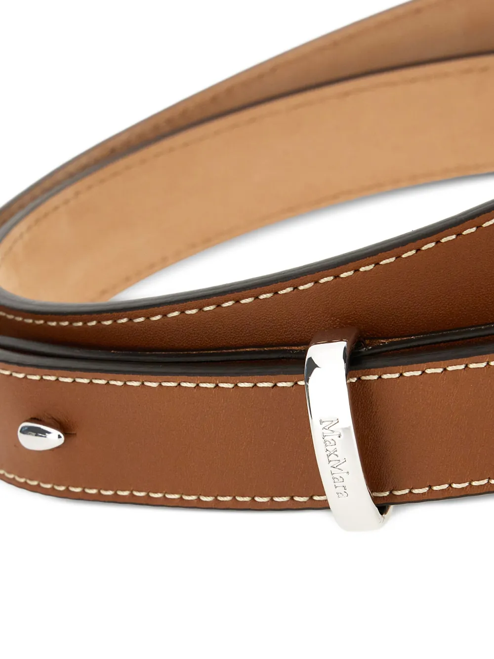Max Mara Leren riem Bruin