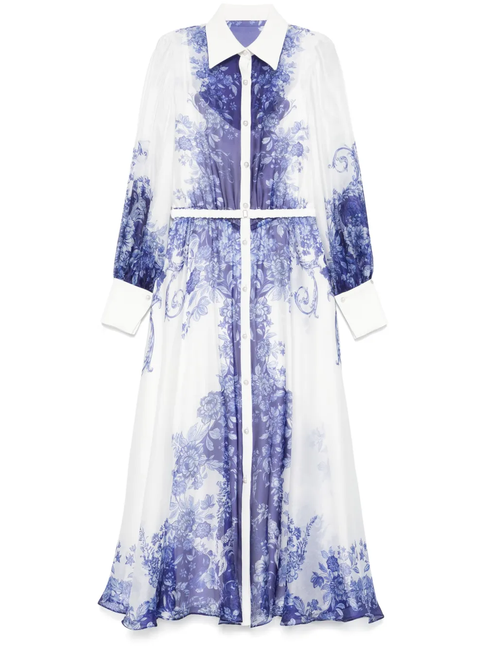 NISSA printed organza midi dress | White | Image 1