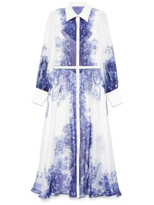 Robe mi-longue imprimée en organza - NISSA - Modalova