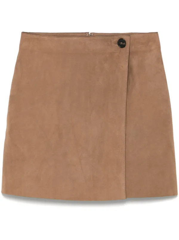 Yves Salomon Suede Mini Skirt in Neutrals