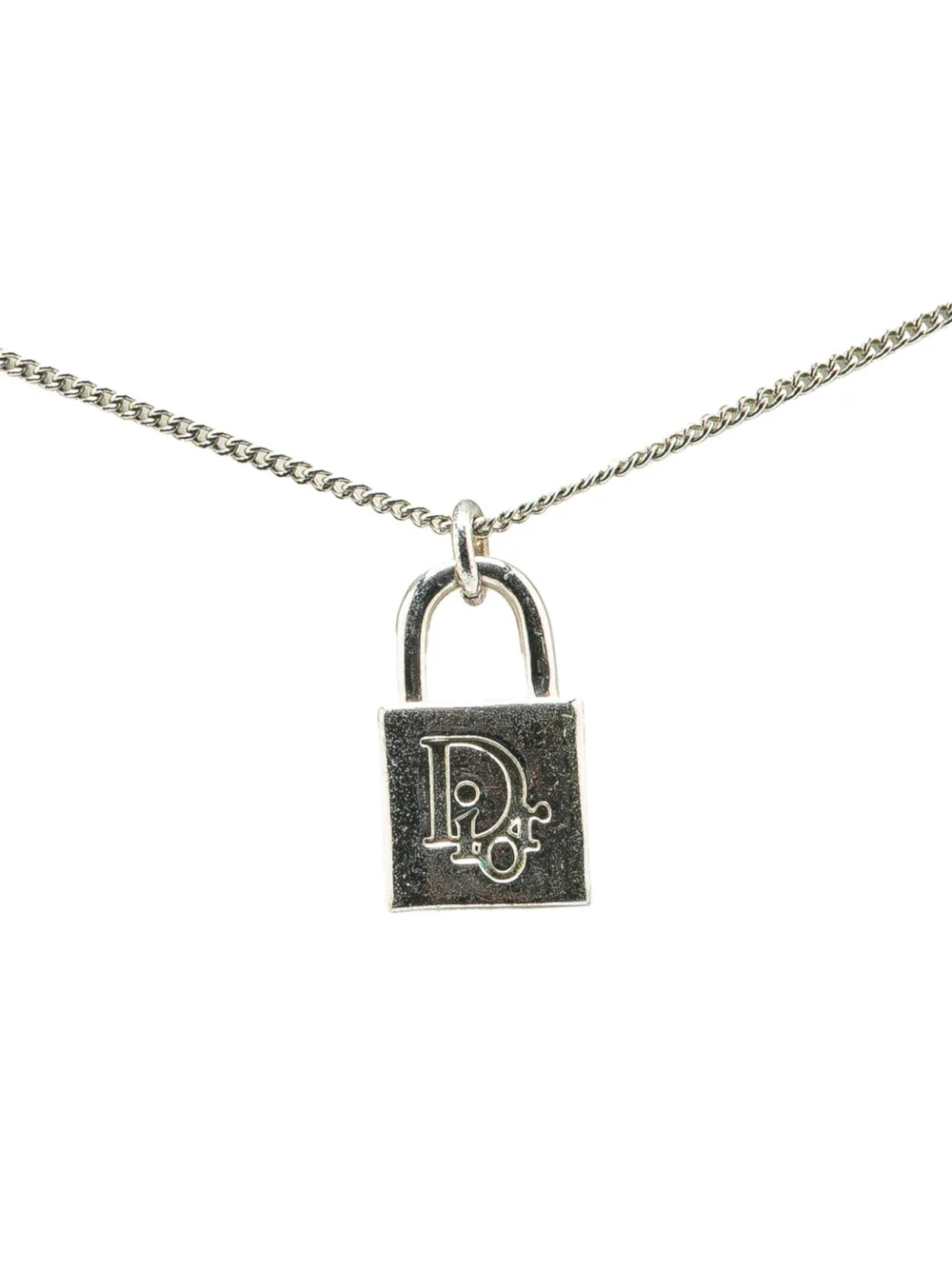 20th Century Brass Oblique Padlock Pendant Necklace costume necklace