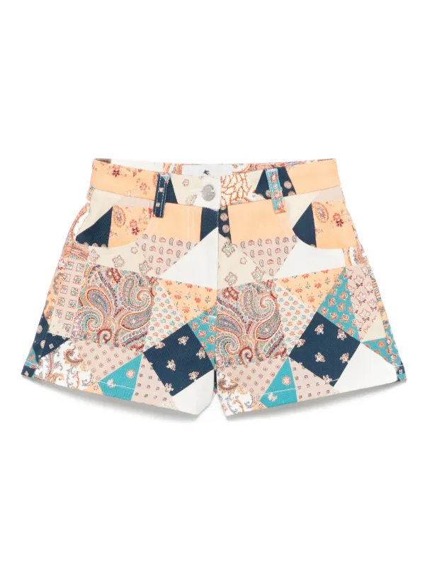 ETRO KIDS パッチワークプリント ショートパンツ | ブルー