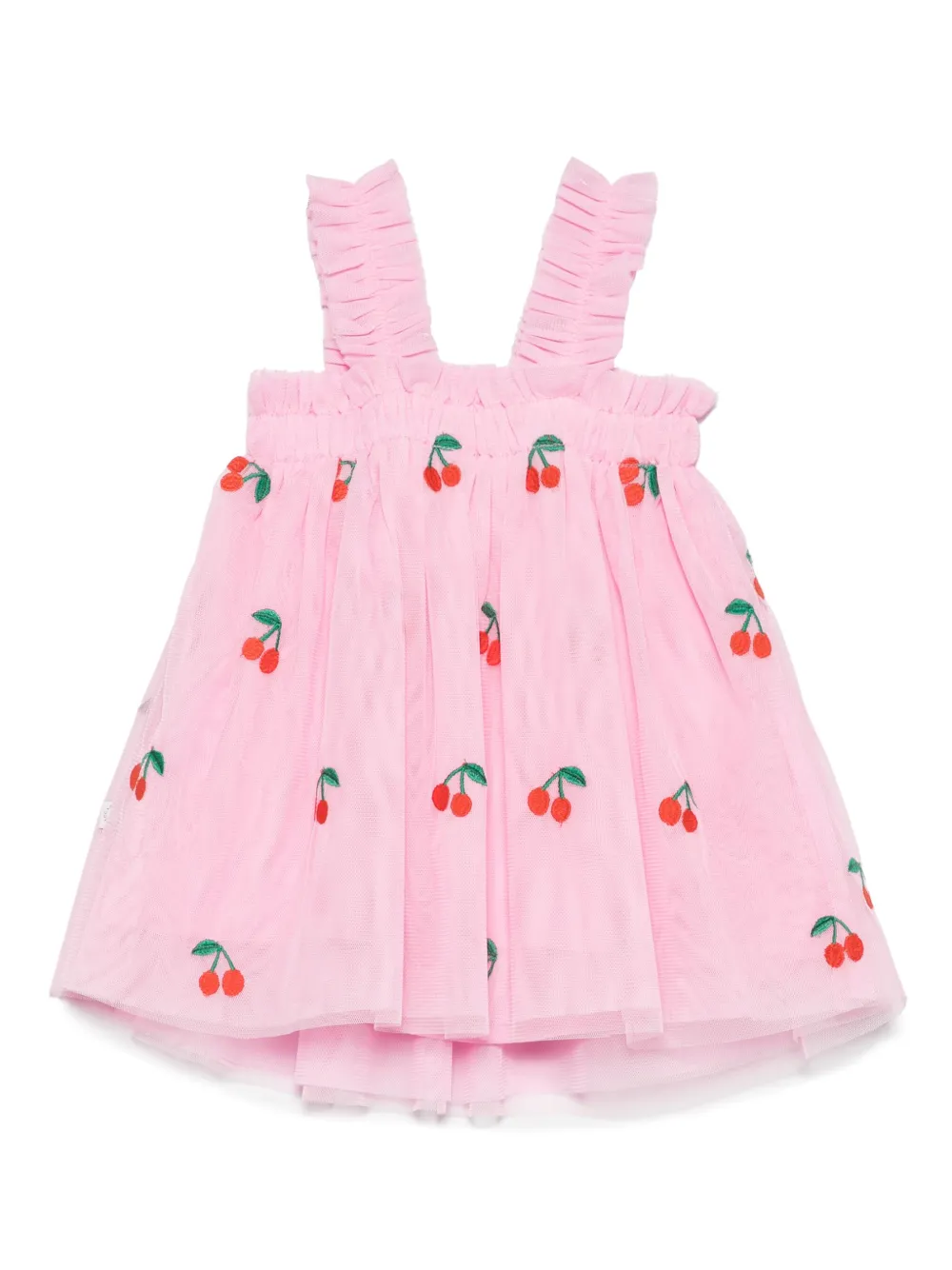 Stella McCartney Kids Jurk met geborduurde kersen Roze