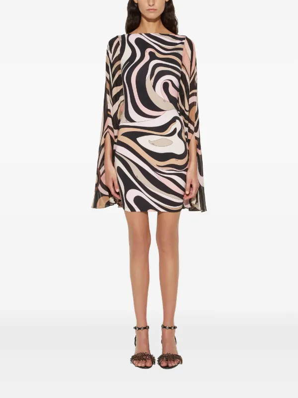 pucci marmo print silk dress Pucci - Marmo Print Satin Cape Maxi Dress