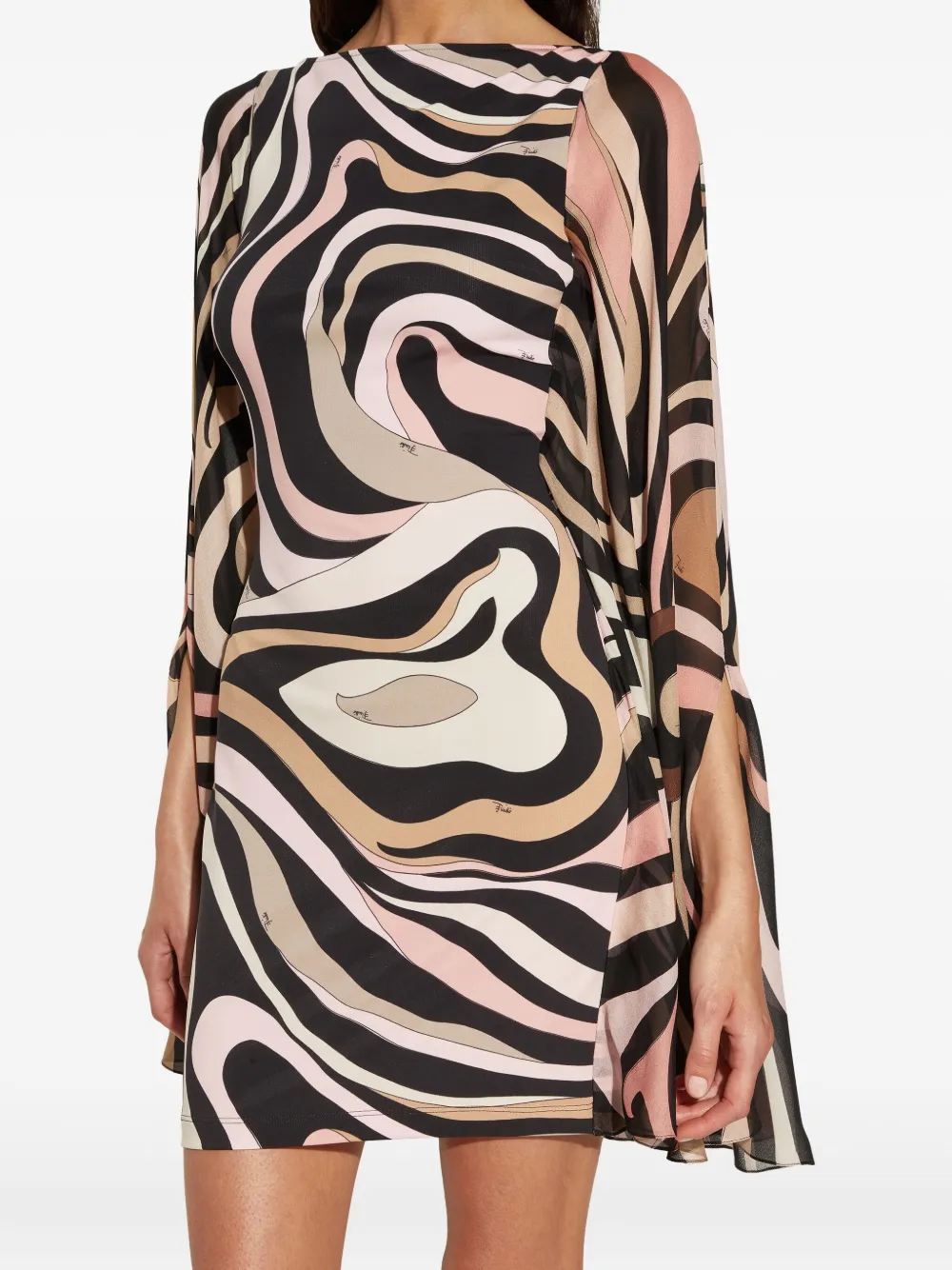 PUCCI Zijden jurk met Marmo-print Zwart