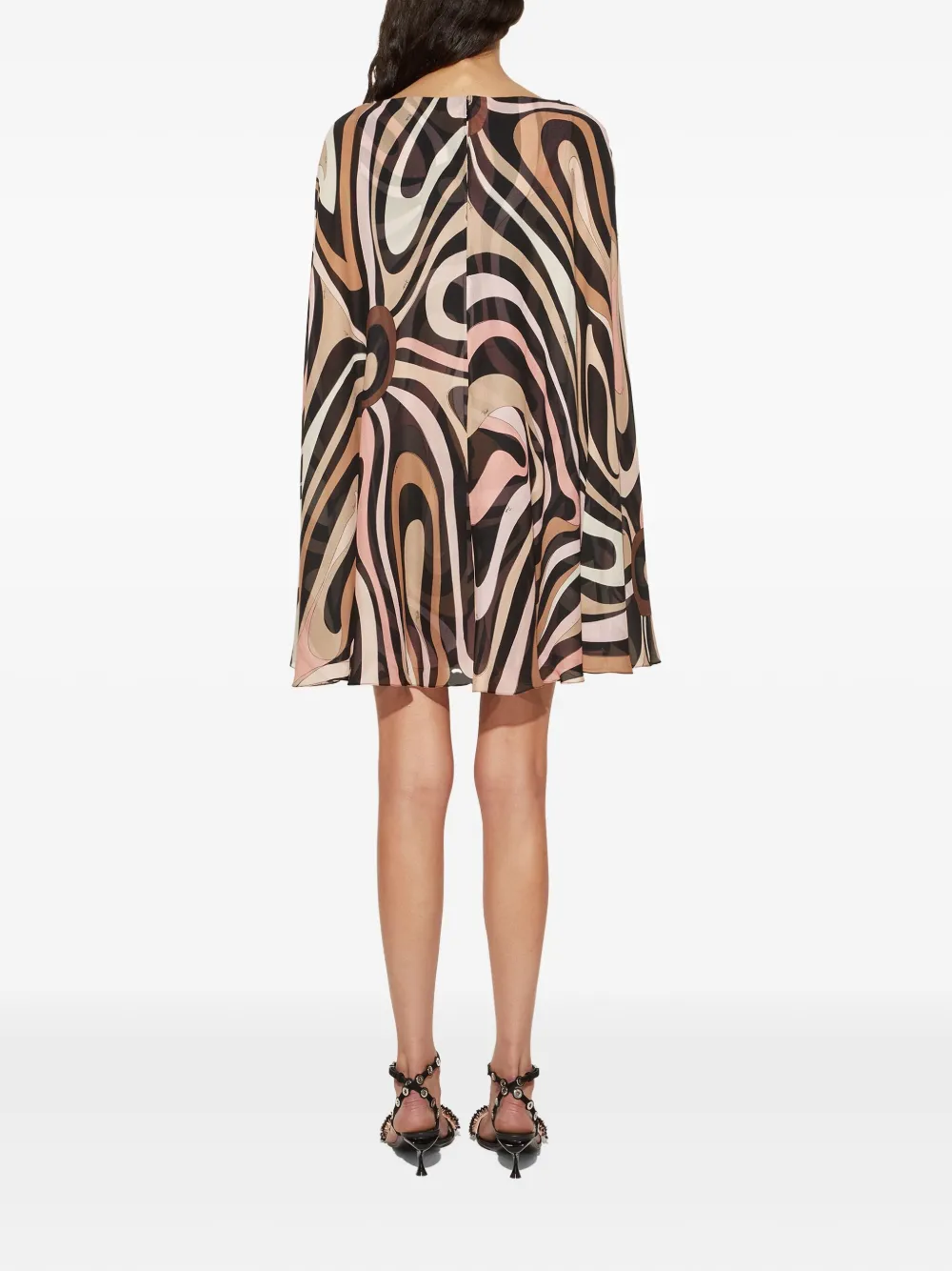 PUCCI Zijden jurk met Marmo-print Zwart