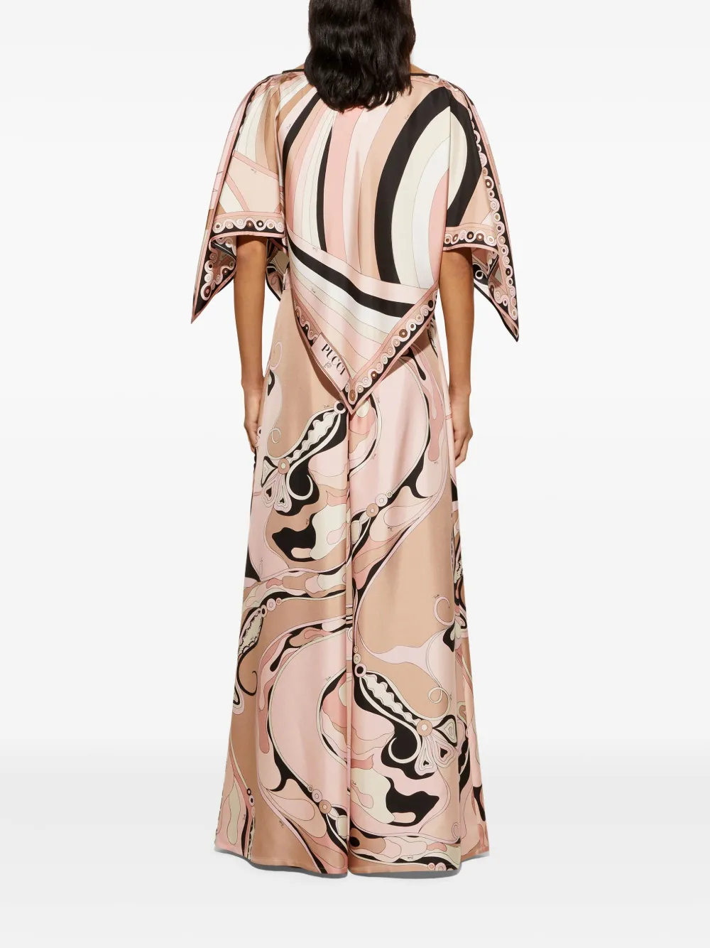 Emilio Pucci Orchidee-print Silk Twill Wide-leg Pants In Nude