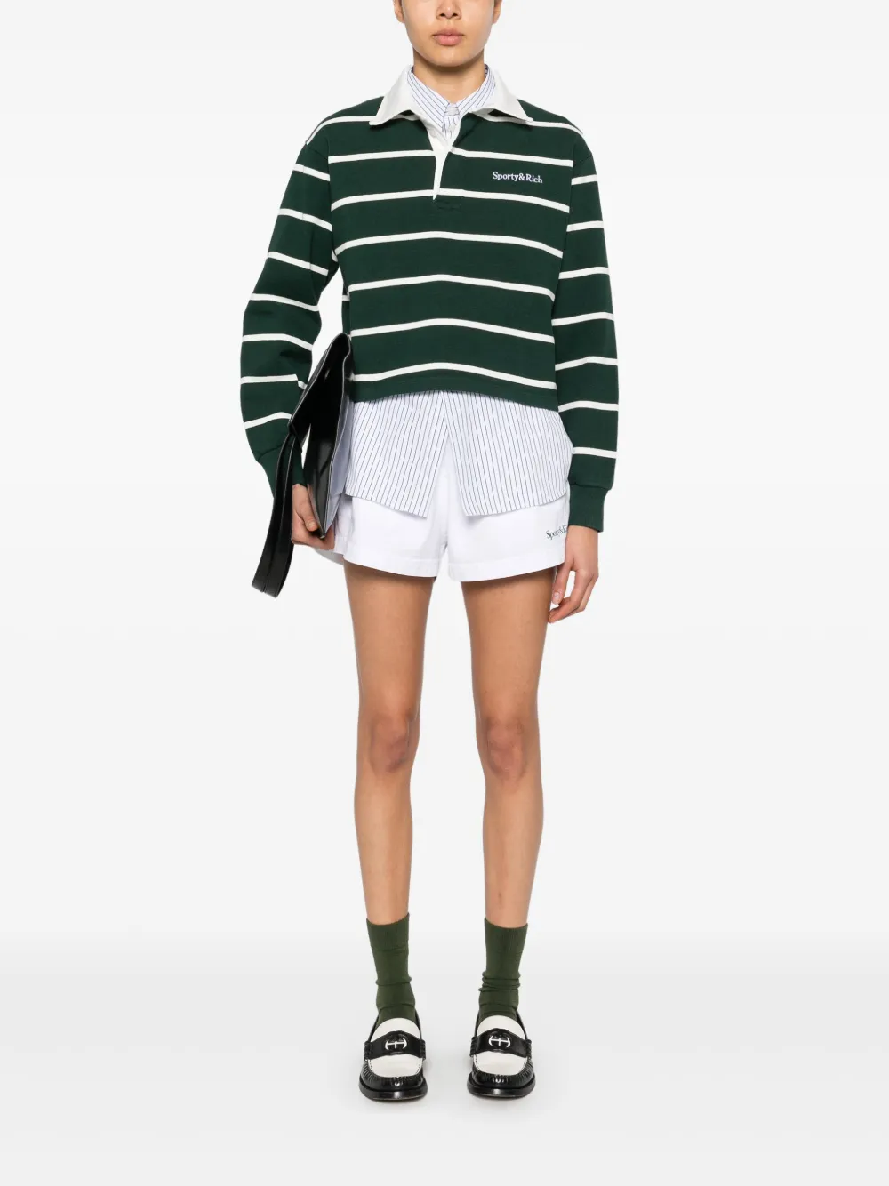 Sporty & Rich Shorts met logoprint Wit