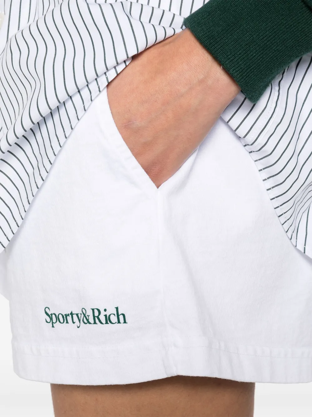 Sporty & Rich Shorts met logoprint Wit