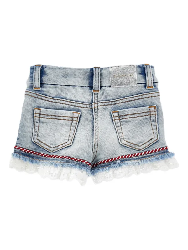 Monnalisa lace-trim Denim Shorts Blue FARFETCH ID