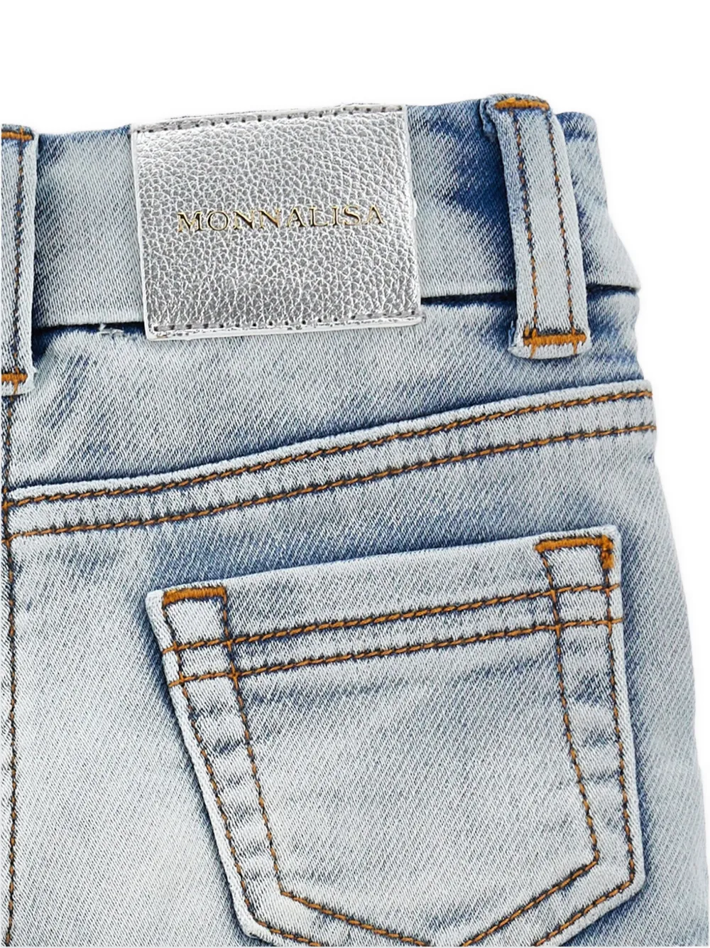 Monnalisa Spijkershorts met kanten afwerking Blauw