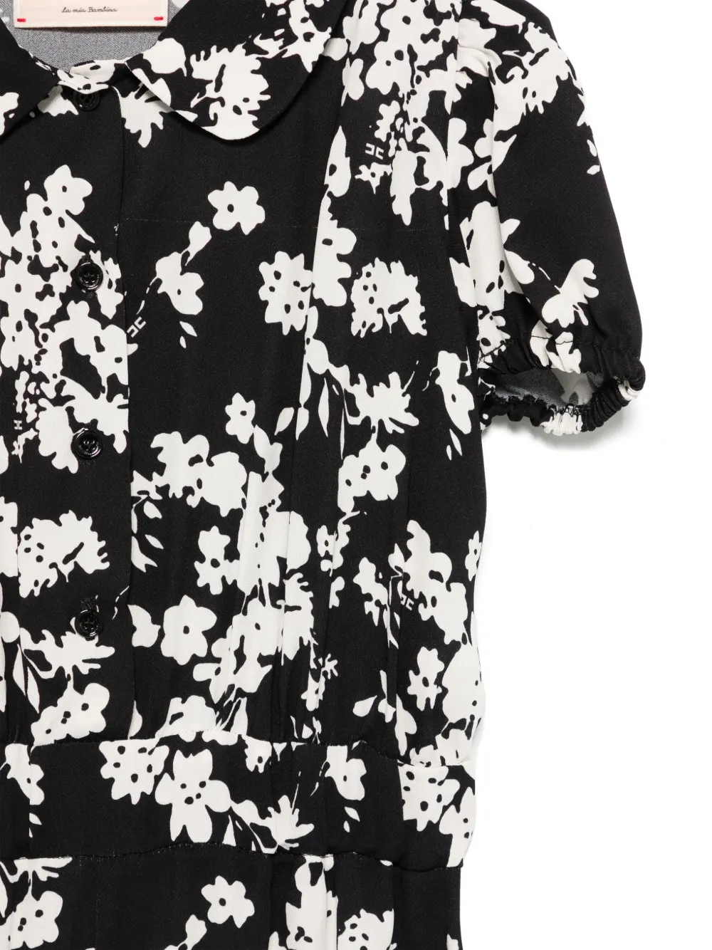 Elisabetta Franchi La Mia Bambina Floral-print Playsuit In Black