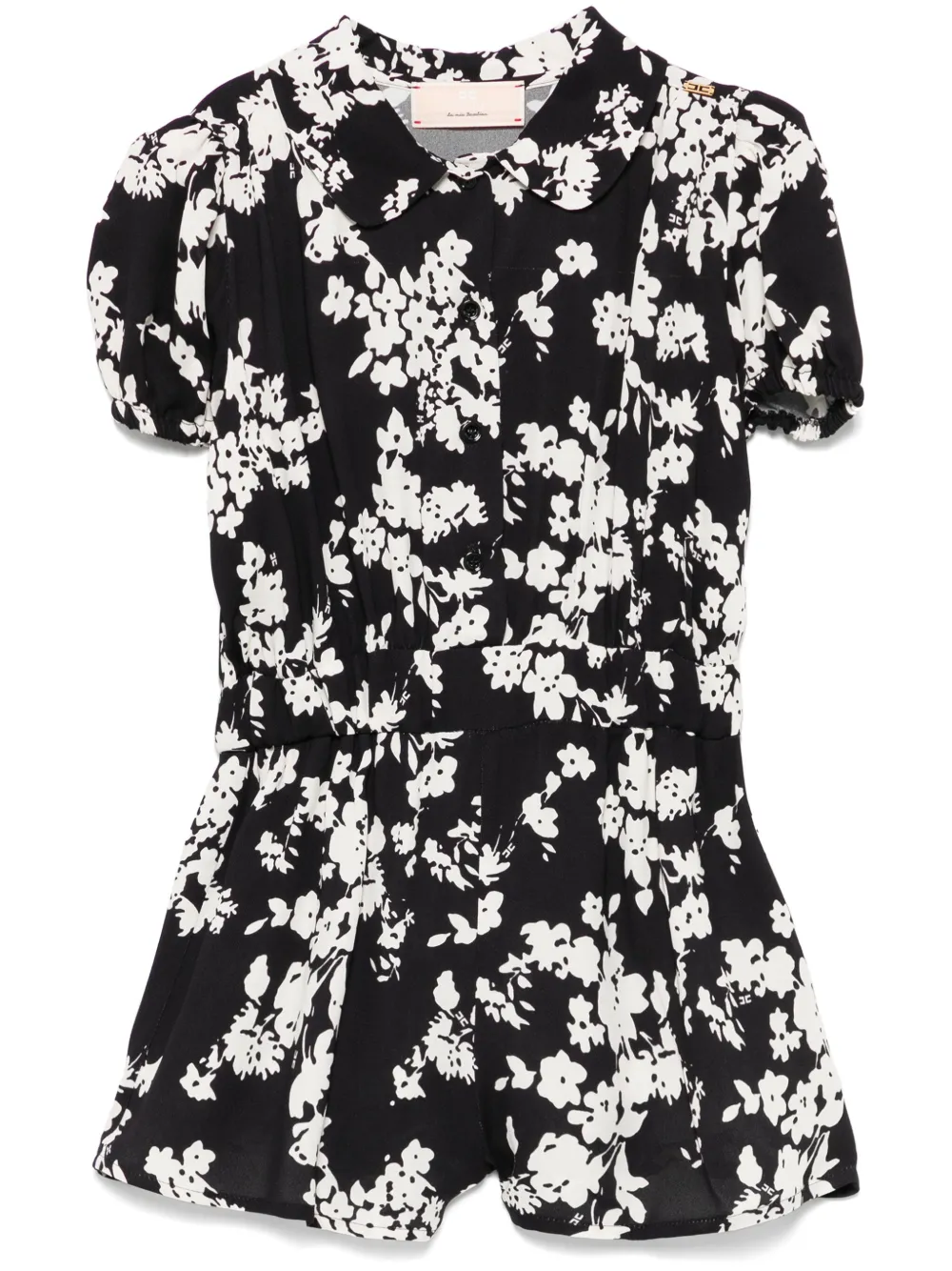 Elisabetta Franchi La Mia Bambina Romper met bloe print Zwart