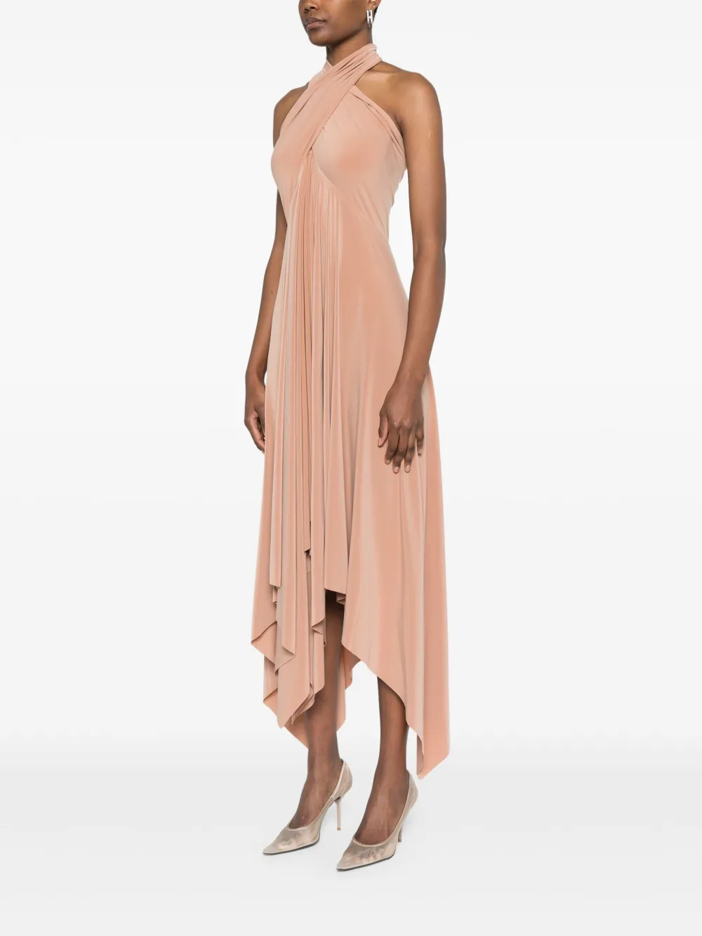 Norma Kamali Midi-jurk met halternek Beige