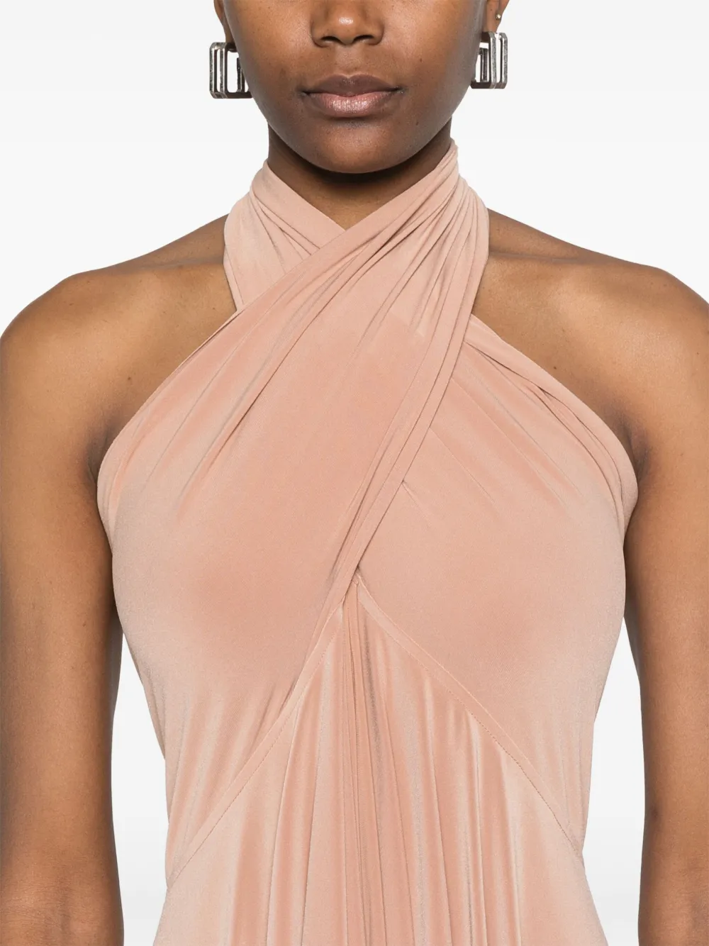 Norma Kamali Midi-jurk met halternek Beige