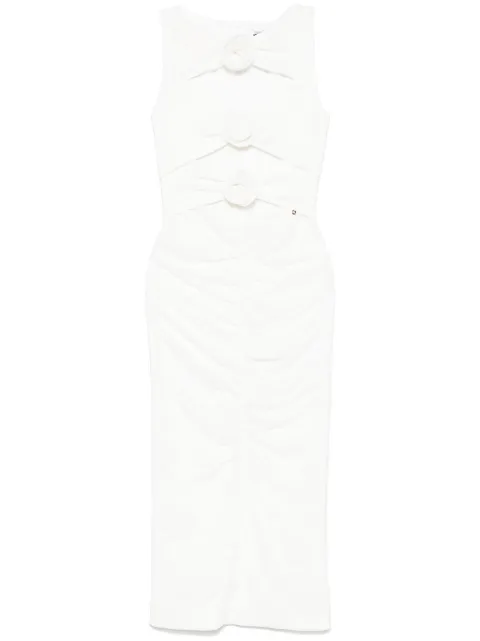 NISSA floral-appliqué midi dress