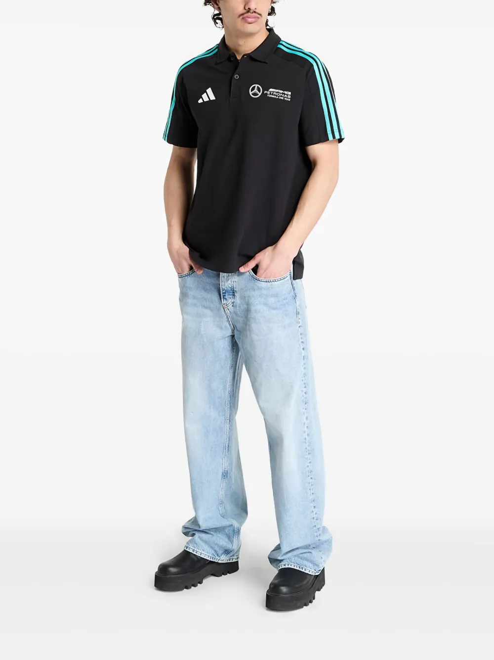 adidas x Mercedes - AMG Petronas Formula One Team DNA 3-Stripes logo polo shirt | Image 2