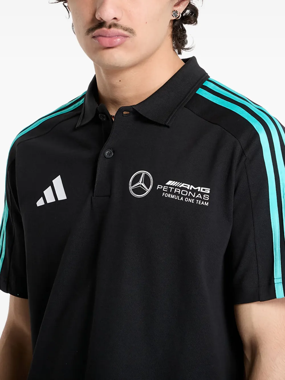 adidas x Mercedes AMG Petronas Formula One Team DNA 3-Stripes poloshirt met logo Zwart