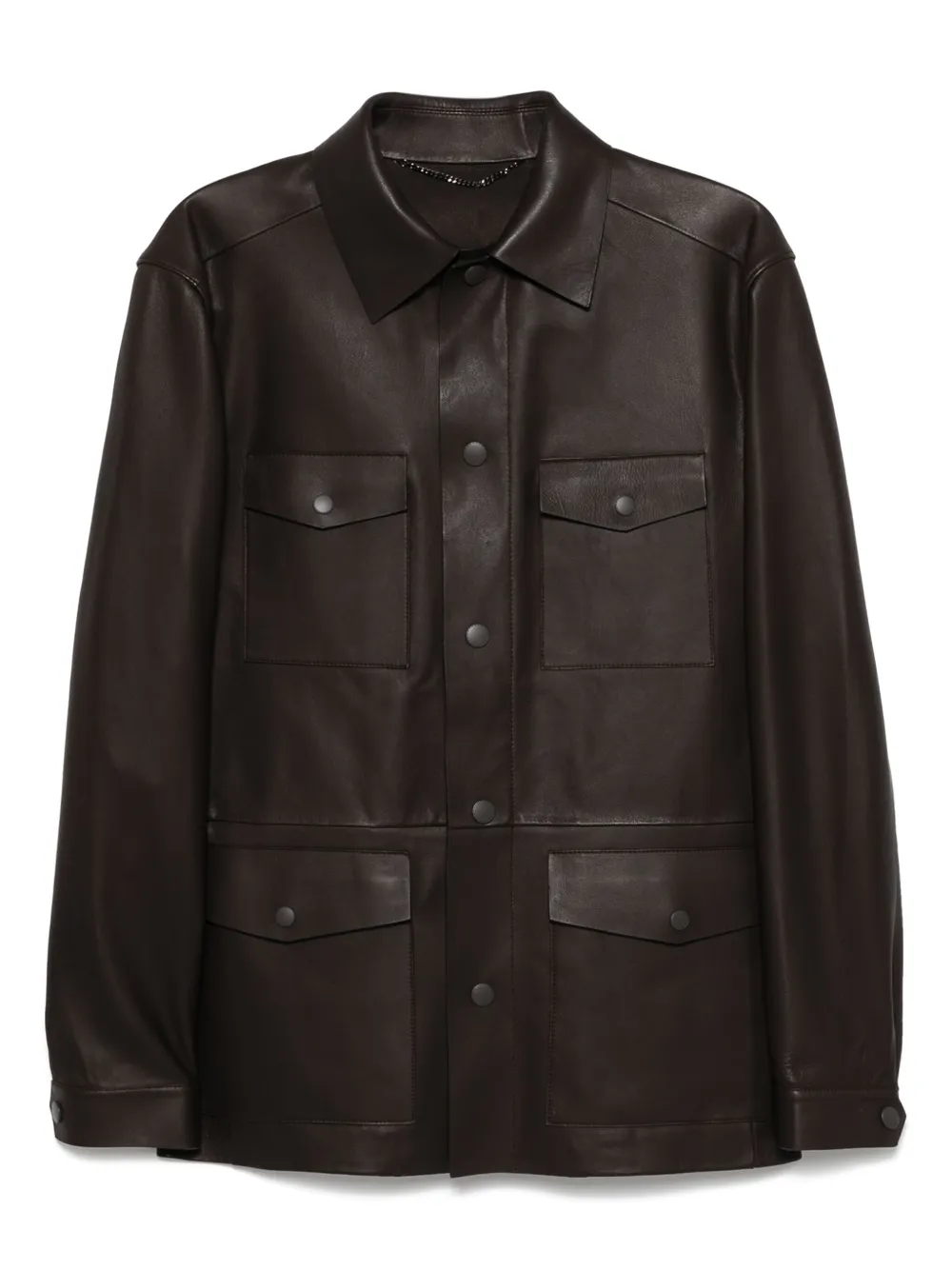 Canali leather military jacket Bruin