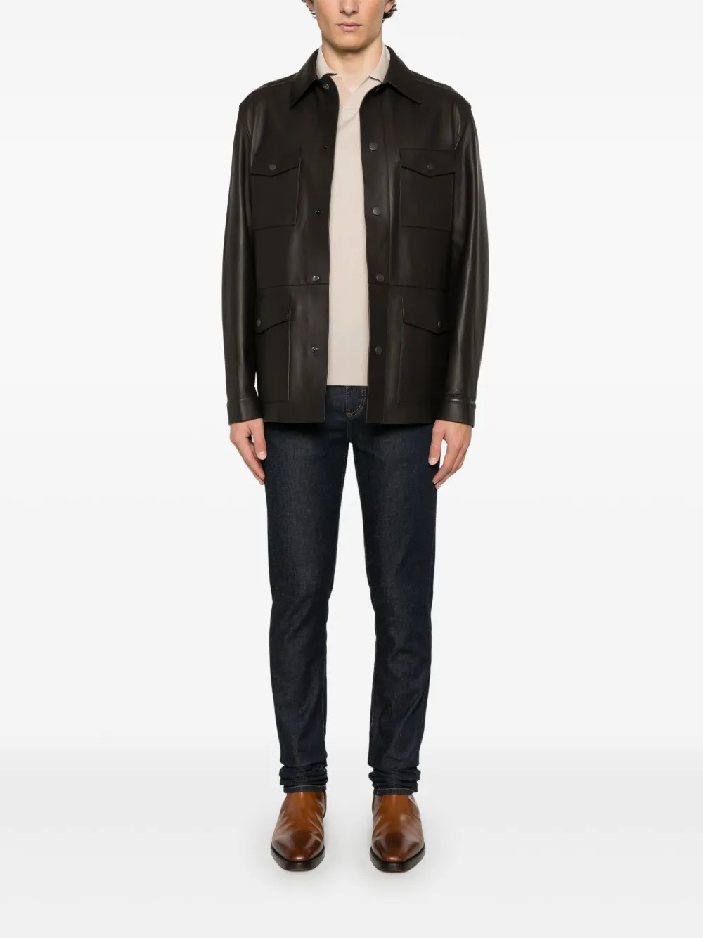Canali leather military jacket | Leather Jackets | Image 2