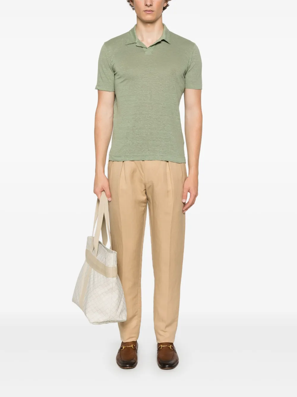 Canali Linnen T-shirt - Groen