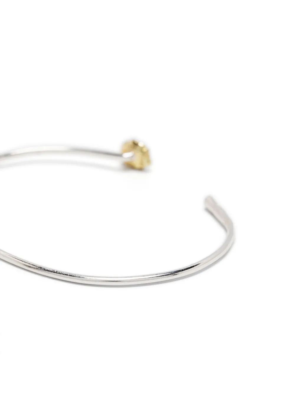 Sterling Silver And 12k Yellow Gold Diamond Bangle