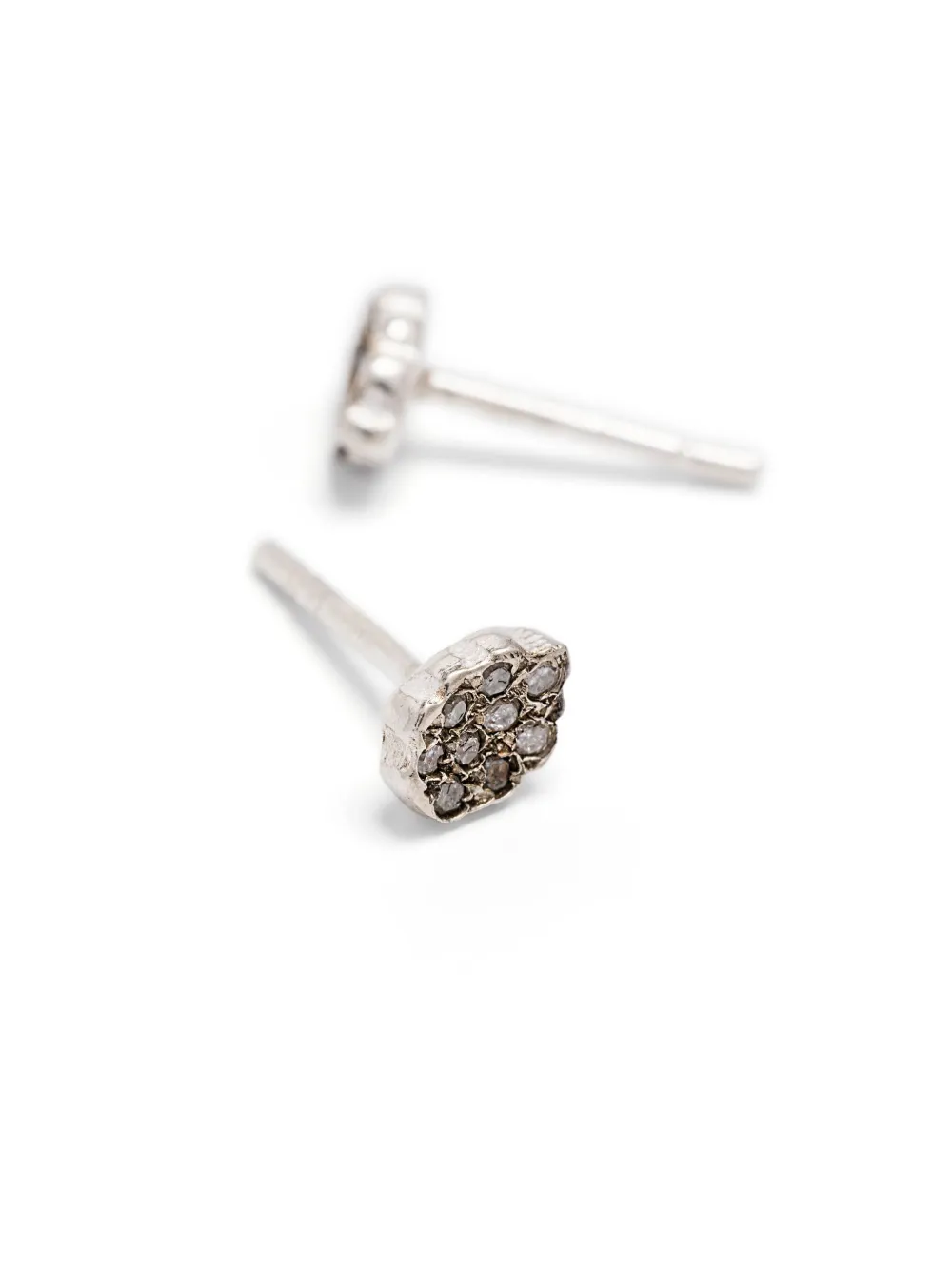  Rosa Maria Sterling Silver Diamonds Stud Earrings 