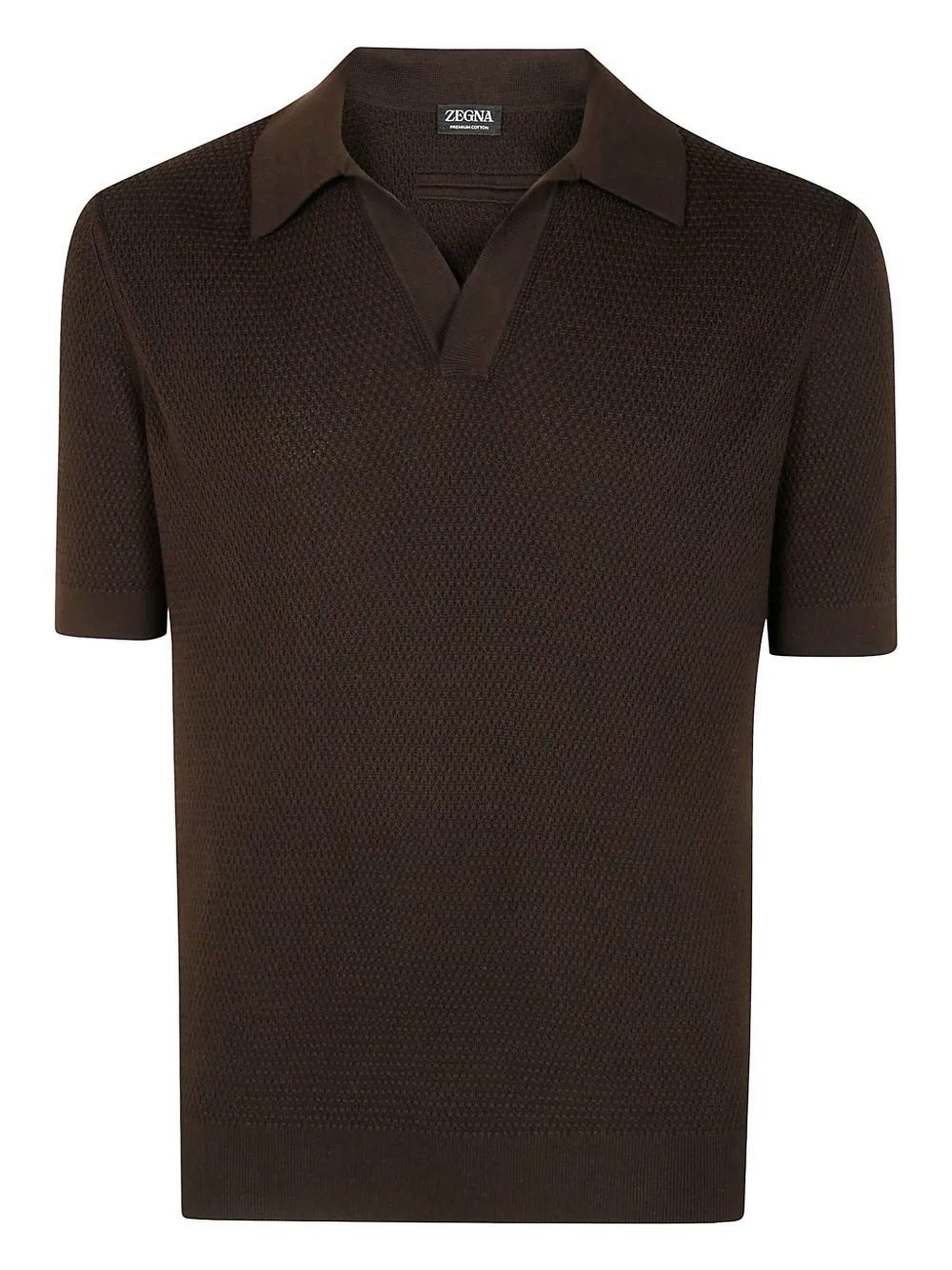 Zegna open-knit polo shirt DARK BROWN