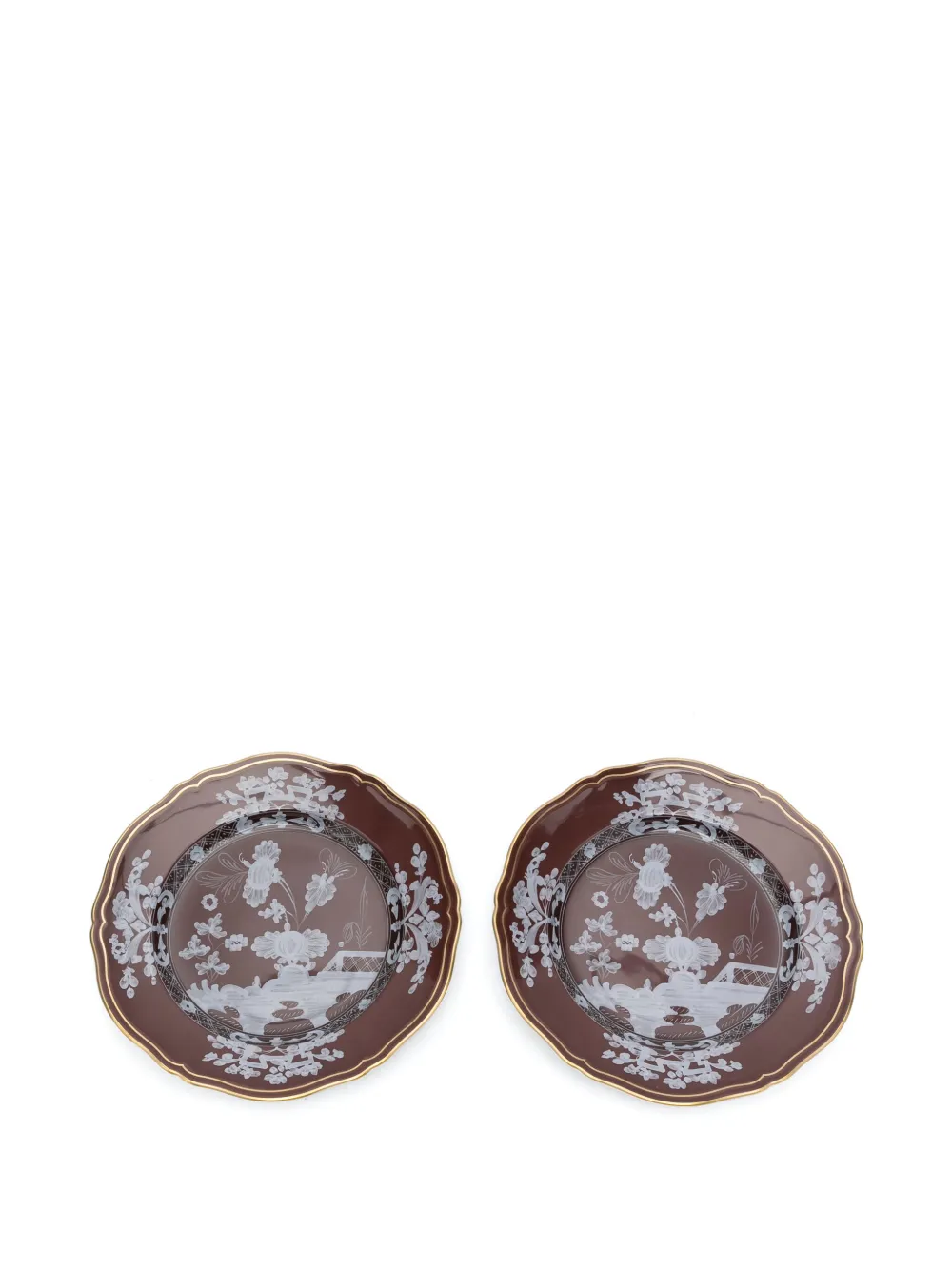 Ginori 1735 Porcelain Flat Plate (set Of Two) In Brown