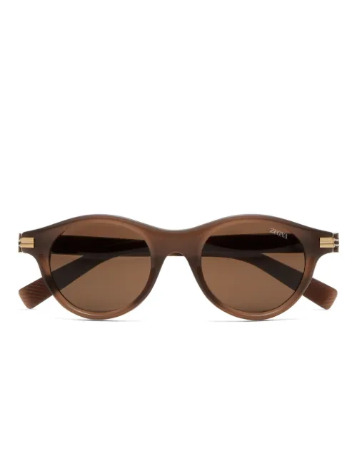 Lunettes de soleil à monture effet écaille de tortue - Zegna - Modalova