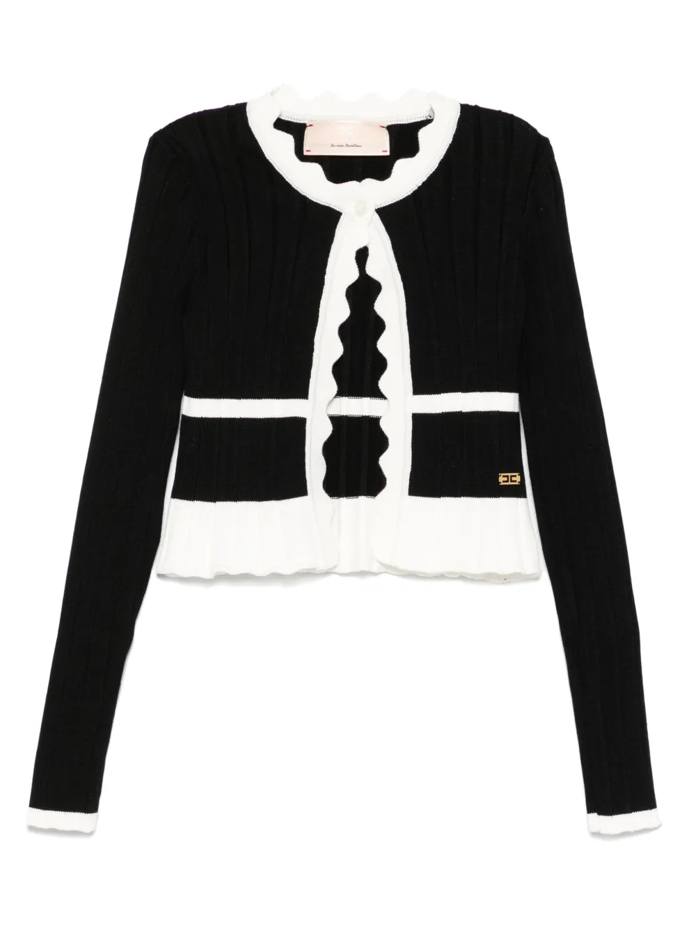 Elisabetta Franchi La Mia Bambina コントラストトリム カーディガン - ブラック Elisabetta Franchi La Mia Bambina コントラストトリム カーディガン - ブラック