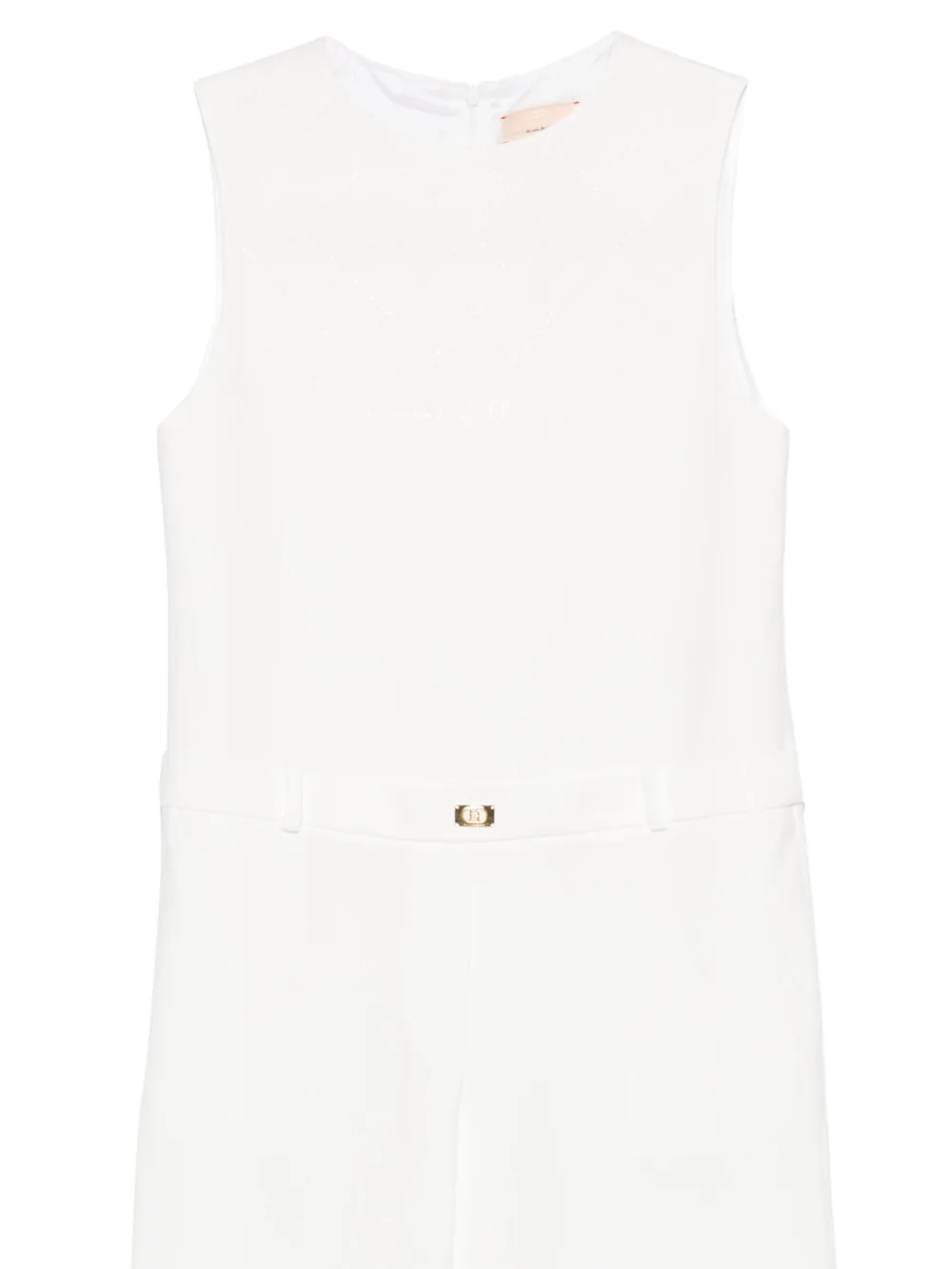 Elisabetta Franchi La Mia Bambina Rhinestone-embellished Jumpsuit In Neutrals